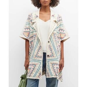 Johnny Was Biya Zendaya Embroidered Coat Jacket Notched Collared Small NWT $560